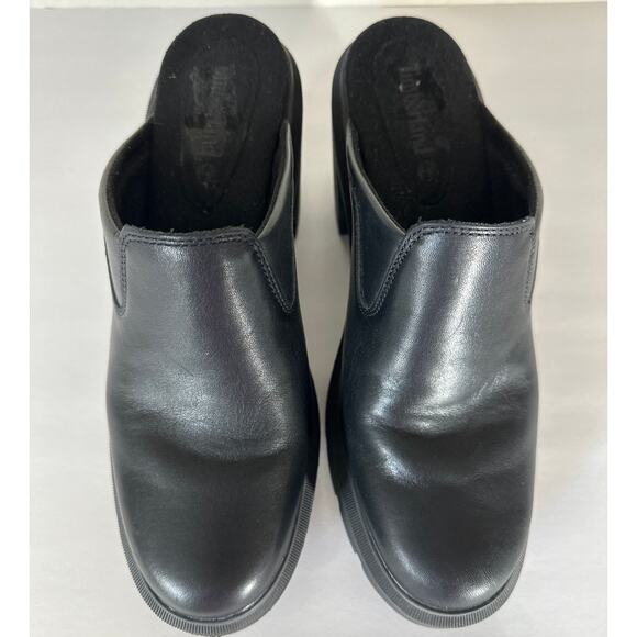 Timberland Allington Heights Clogs Block Heel Leather Black Slip On Size 9 - Picture 5 of 11